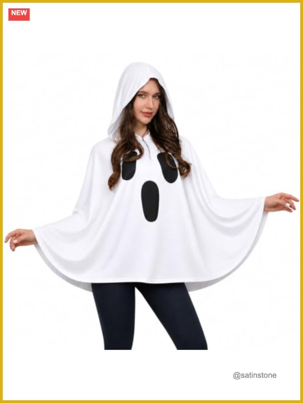 Women Ghost Poncho Costume Hooded Pullover Halloween Cosplay Party